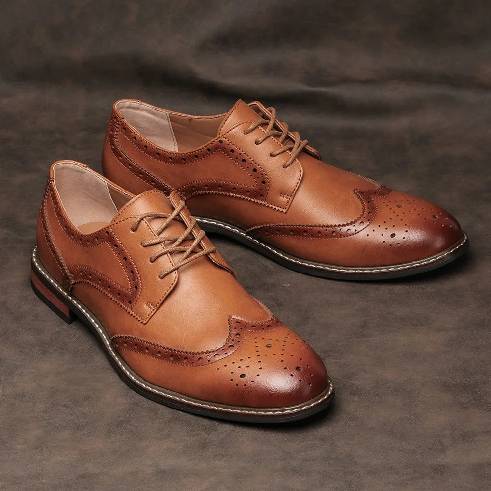 Men's Leather Brogue Dress Shoes